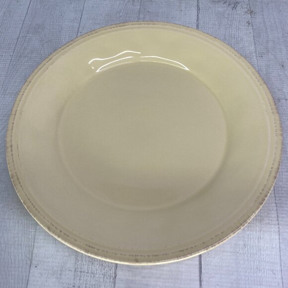 Rachael Ray CUCINA ALMOND CREAM Embossed Edge Rim Stoneware Dinner Plates Set 4 - Picture 8 of 16